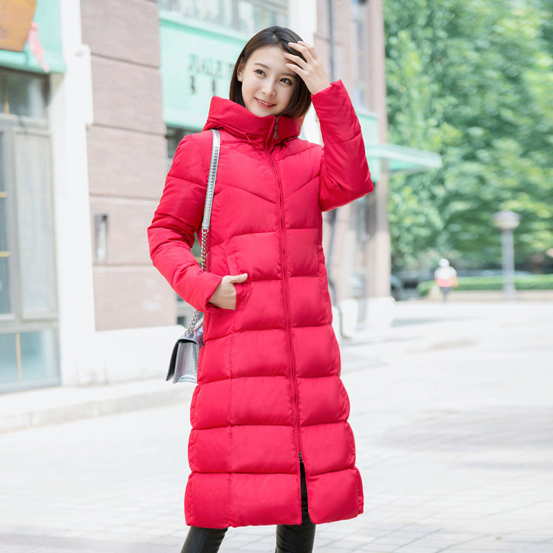 Winter Women Slim Warm Parkas Korea Fashion Thick Long Hooded Coat Female cotton-padded Plus Size Lady Jacket D251 210512