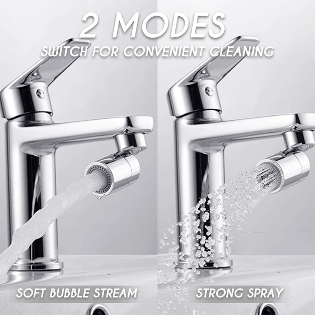 360.Rotate 2-flow water bubbler tap home cooks saving head from tap spray nozzle surface treatment galvania
