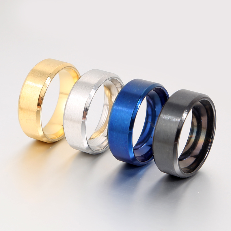 8MM Simple Design 316L Stainless Steel Band Ring for Men Women Rings Gold Silver Black Titaniun Steel Rings Nice Jewelry Gift Wedding Jewelry Top Qual