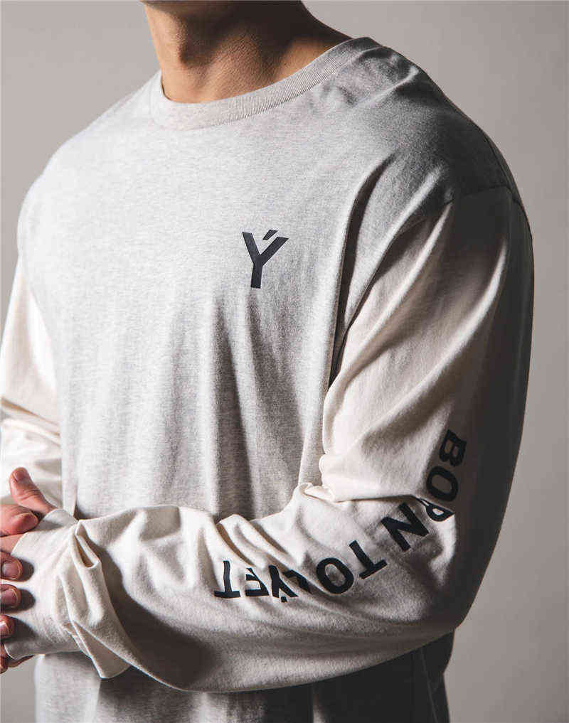 LYFT Brand Casual Long sleeve Cotton T-shirt Men Gym Fitness Workout Skinny t shirt Male Print Tee Tops Running Sport Clothing G1222