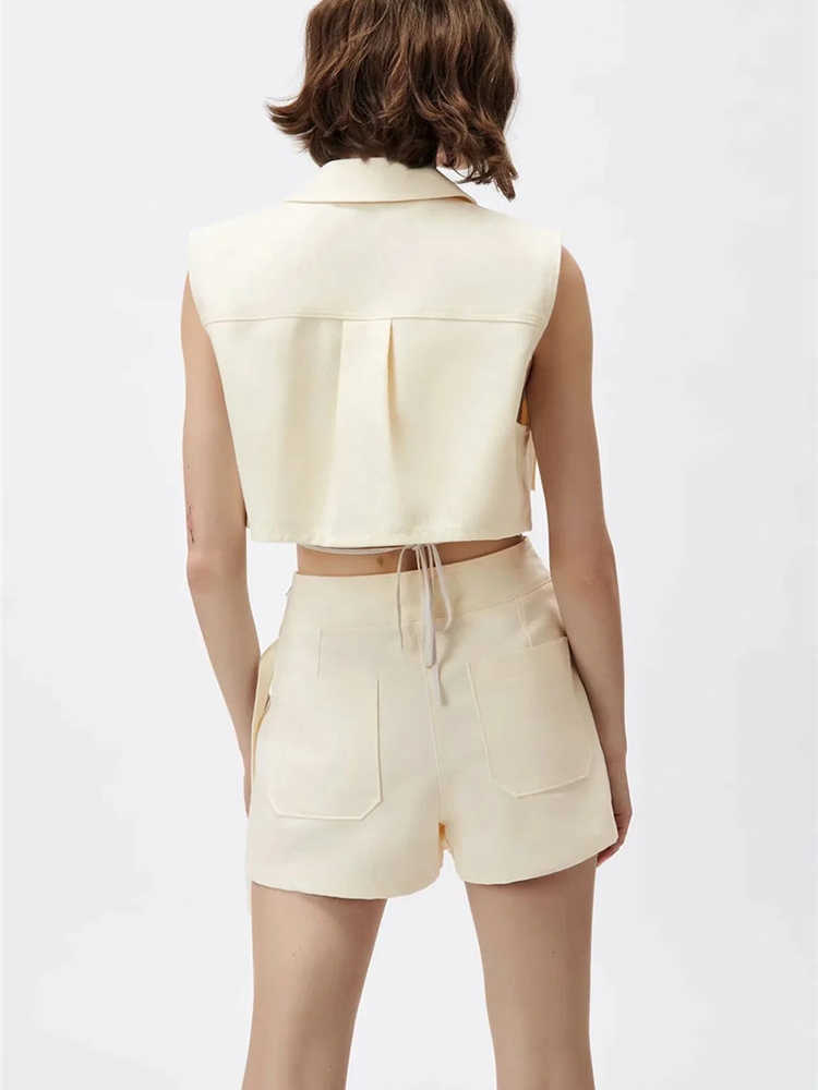 HWLZLTZHT Summer Lapel Vest Women Thin Loose Waistcoat Single Breasted Sleeveless Blazer Feminino Short Slim Jacket Femme 210819