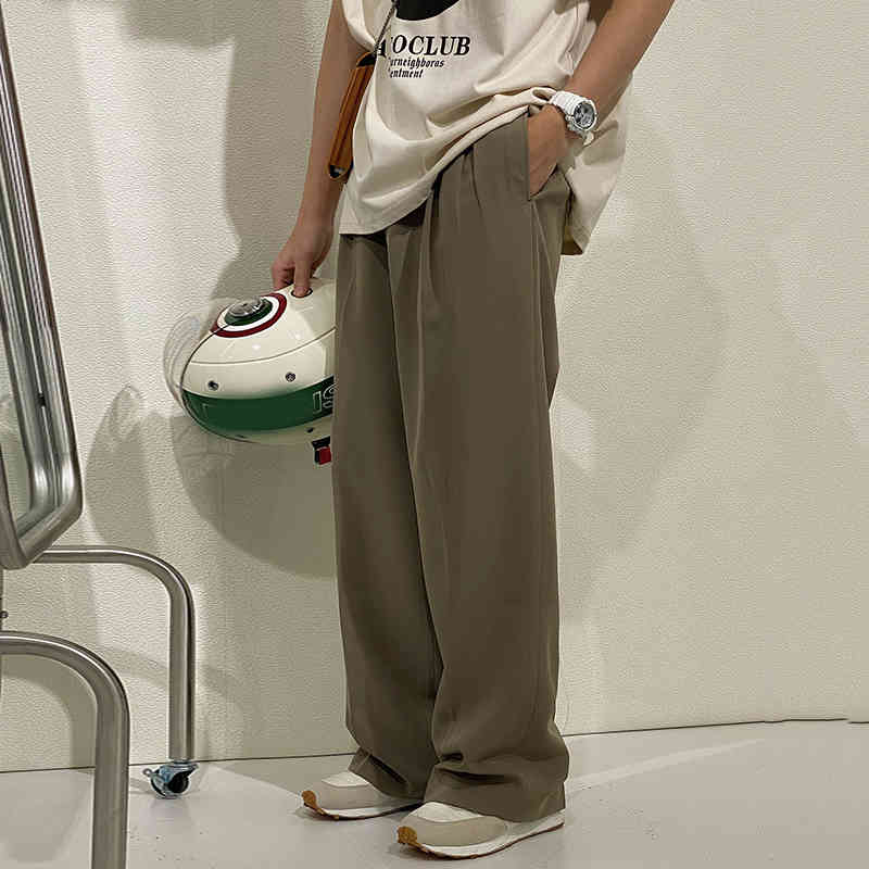IEFB Men's Floor-length Straight Suit Pants Korean Fashion Loose Casual Wide Leg High Waist Business Trousers 9Y6914 210524
