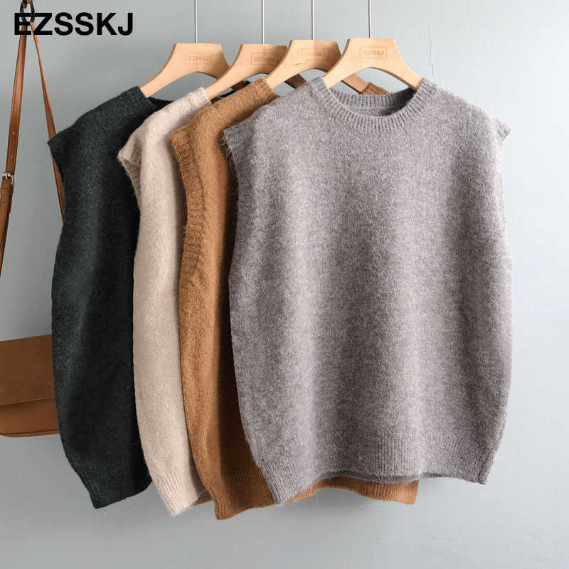 cashmere Spring Sweater Vest Women O-Neck Knitted Female casual tank tops Sleeveless Twist knit pullovers 211018