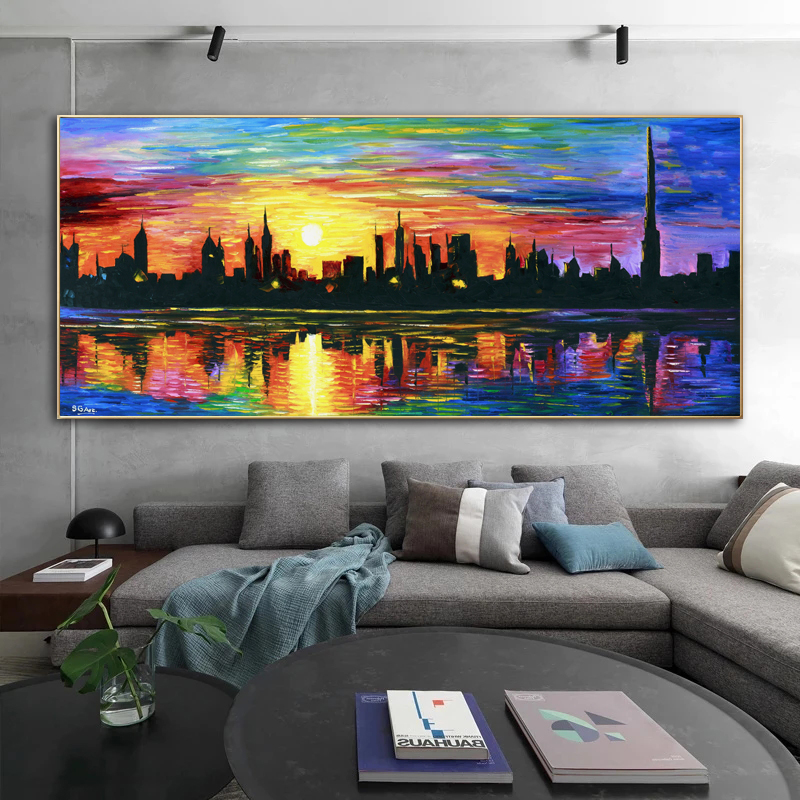 Knife Painting Colorful Oil Painting Printed On Canvas Abstract Wall Art For Living Room Modern Home Decor Landscape Pictures