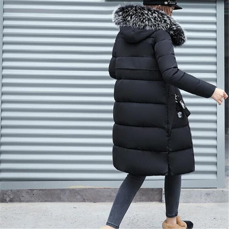 Women's Down & Parkas Winter Cotton Coats Fur Collar Long Parka Warm Slim Zipper Coat Woman Puffer Jacket Oversized Padded Outwear Women