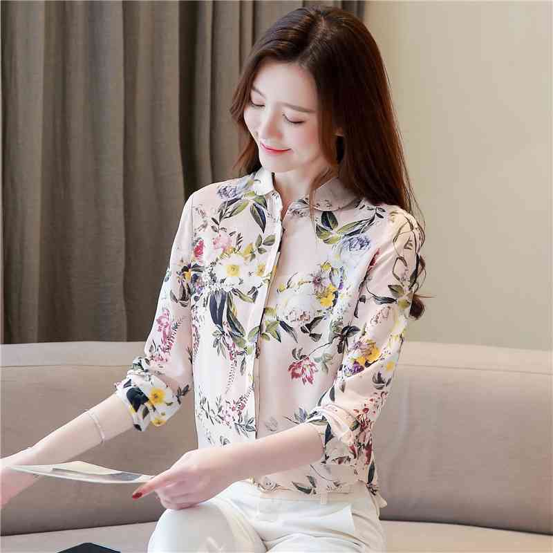 Arrival Long Sleeve Print Shirt Vintage Office Lady Tops Fashion Silk Blouse Women Plus Size Elegant 8183 50 210506