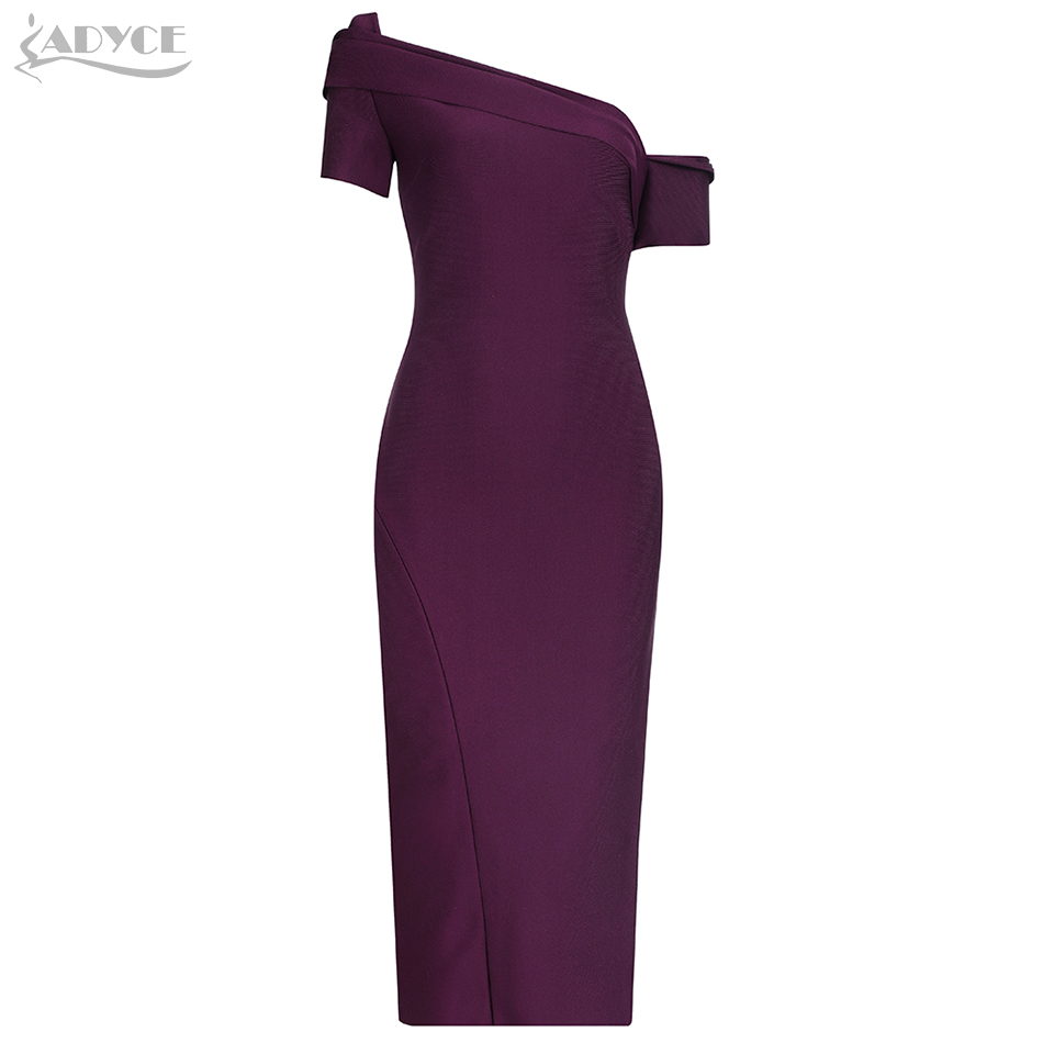 Summer One Shoulder Bodycon Bandage Dress Sexy Short Sleeve Club Wear Wine Red Celebrity Evening Party Vestidos 210423