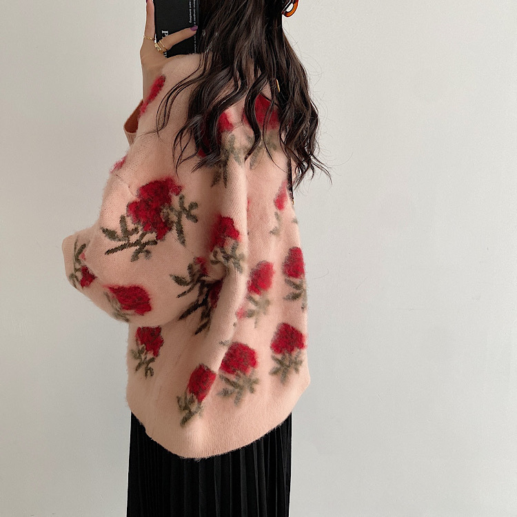 Nomikuma Korean Chic Vintage Floral Pullover Sweater Causal Long Sleeve O-neck Pull Femme New Women Knitted Jumper 6E220 210427