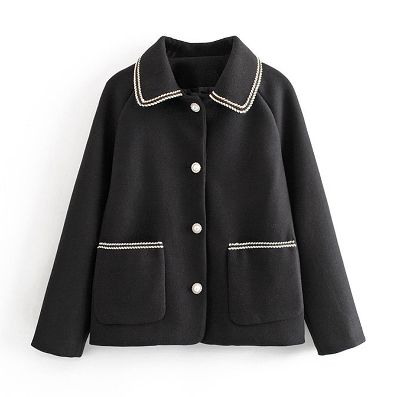 Women Fashion Solid Coat Turn Down Collar Casual Jacket Autumn Winter Pockets Long Sleeve Warm Tops Outerwear Abrigo Mujer 210515