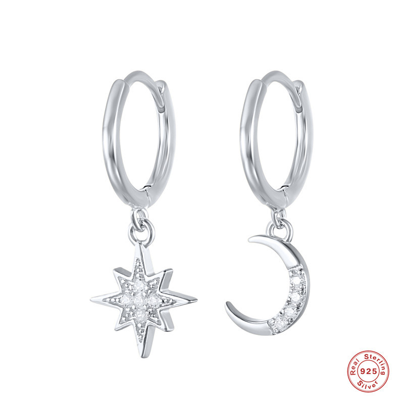 Luxurious Prevent allergy 925 Sterling Silver Asymmetrical Star Moon Earrings Crystal Charms Stud Earrings For Women Girls Jewelry
Luxurious Prevent allergy 925 Sterling Silver Asymmetrical Star Moon Earrings Crystal Charms Stud Earrings For Women Girls Jewelry
