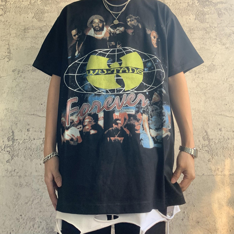 Meichao Wudang forever wash old portrait print high street over size short sleeve T-shirt for men GDVK, White;black
Meichao Wudang forever wash old portrait print high street over size short sleeve T-shirt for men GDVK, White;black