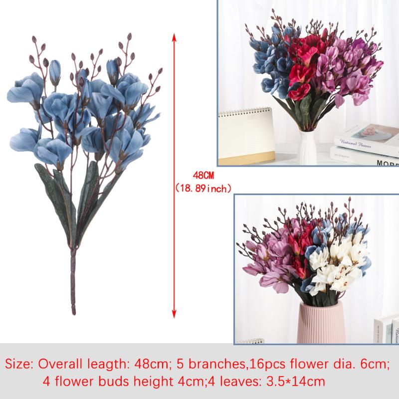 Branches Artificial Flower Silk Floral Bride Bouquet Faux Magnolia Desktop Ornament Party Supply Pography Props Home Decor Decorative Flower