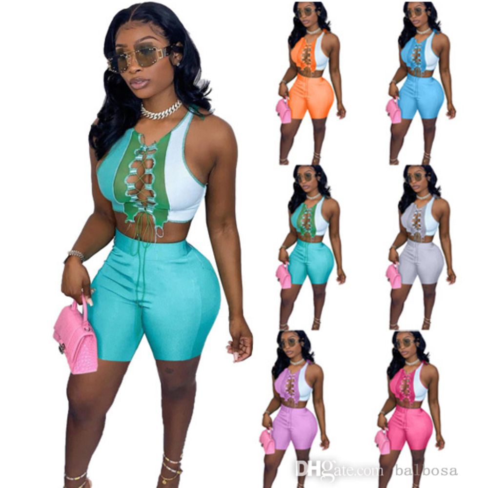 Women Tracksuits Two Piece Sets Designer Summer Outfits Sexy Round Neck Color Contrast Splicing Strap Hollow Out Sleeveless Vest Shorts, Style d;mix or give list
Women Tracksuits Two Piece Sets Designer Summer Outfits Sexy Round Neck Color Contrast Splicing Strap Hollow Out Sleeveless Vest Shorts, Style d;mix or give list