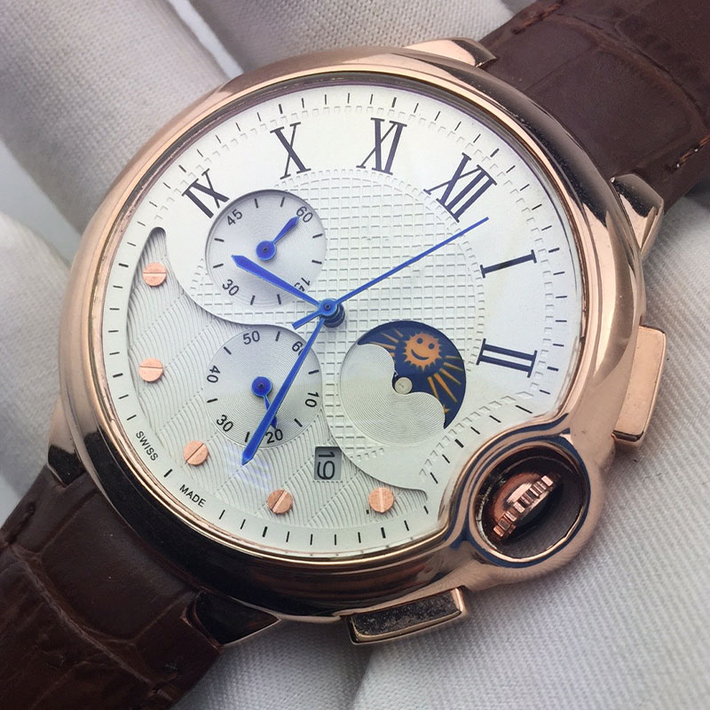 mens automatic mechanical watch 42mm trendy sixhand leather strap with quartz movement mens watches, Slivery;brown
mens automatic mechanical watch 42mm trendy sixhand leather strap with quartz movement mens watches, Slivery;brown