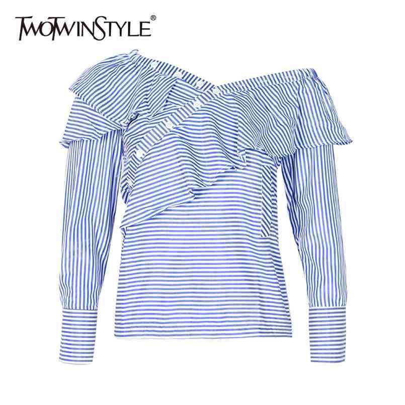 Striped Elegant Shirt For Women V Neck Long Sleeve Patchwork Button Casual Shirts Female Fashion Clothing 210524, Black
Striped Elegant Shirt For Women V Neck Long Sleeve Patchwork Button Casual Shirts Female Fashion Clothing 210524, Black