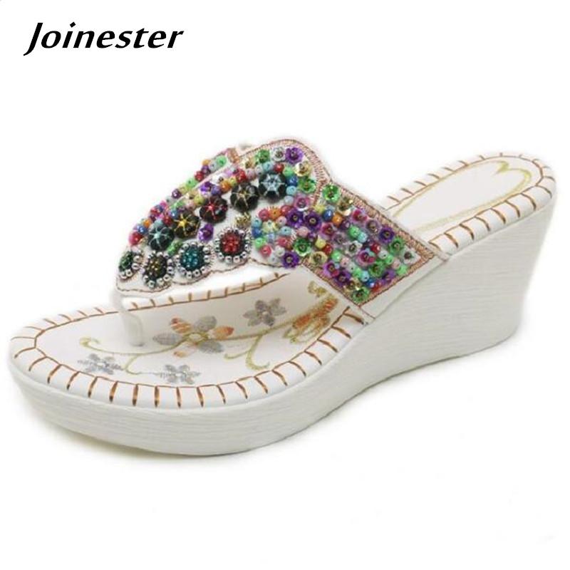 Slippers Ladies Bohemia Style String Beaded Thong Sandals Womens Casual Summer Beach Shoes Fashion Wedges Flip Flops Mid Heel, Black
Slippers Ladies Bohemia Style String Beaded Thong Sandals Womens Casual Summer Beach Shoes Fashion Wedges Flip Flops Mid Heel, Black
