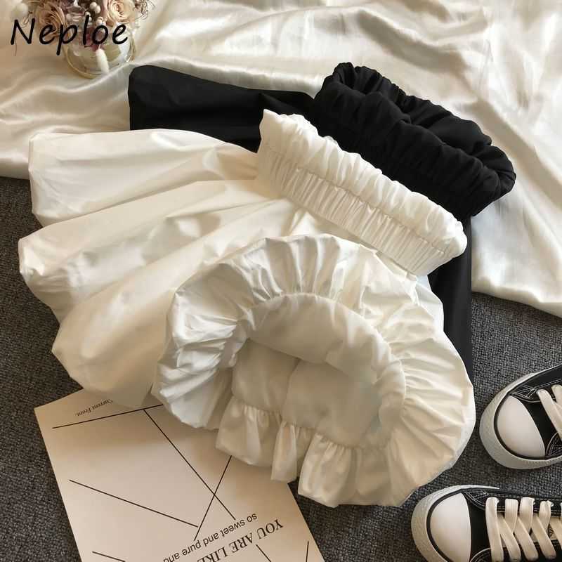 Neploe Korean Summer Shorts Elasticity High Waist A Line Women Sweet Fashion Solid Color Femme 1E885 210714