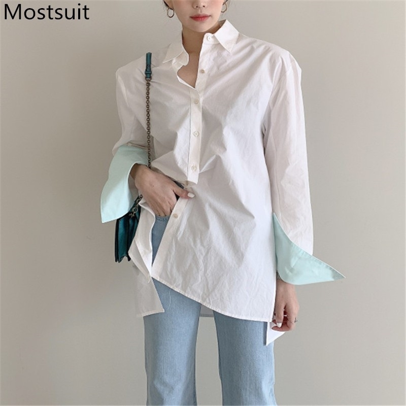 Autumn Color-blocked Korean Casual Fashion Women Shirts Tops Long Sleeve Turn-down Collar Single-breasted Splitting Blouses 210518, White
Autumn Color-blocked Korean Casual Fashion Women Shirts Tops Long Sleeve Turn-down Collar Single-breasted Splitting Blouses 210518, White