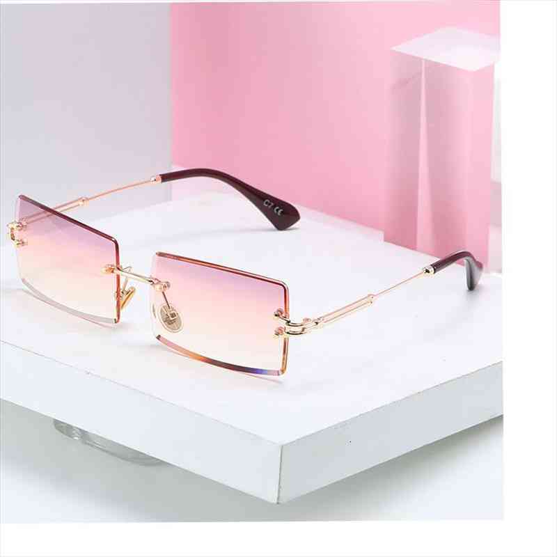 Pink Purple Sunglasses Female Tinted Rectangular Rimless Crystal Gradient Sun Glasse For Women Vintage Shades Dropship Eyewear, White;black
Pink Purple Sunglasses Female Tinted Rectangular Rimless Crystal Gradient Sun Glasse For Women Vintage Shades Dropship Eyewear, White;black