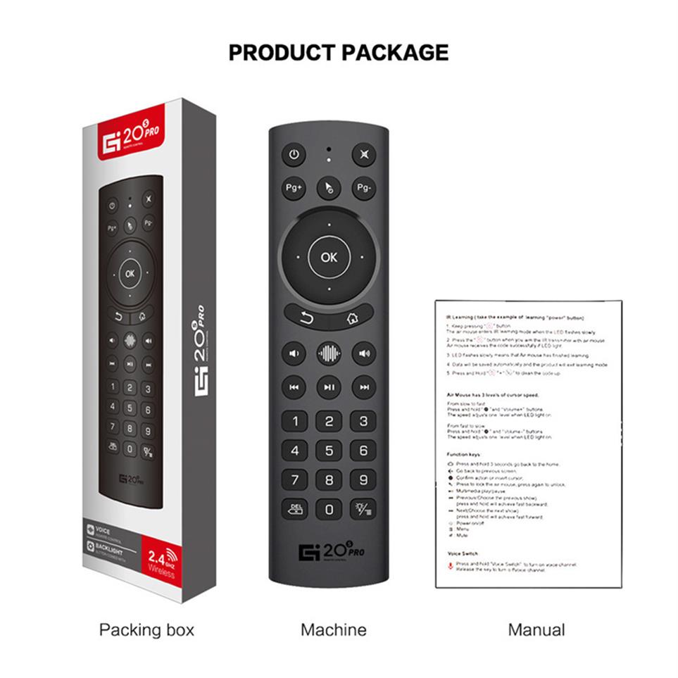 G20S Pro Voice Remote Control Backlit Smart Air Mouse Gyroscope IR Learning Google Assistant For X96 MAX Android TV BOX468F