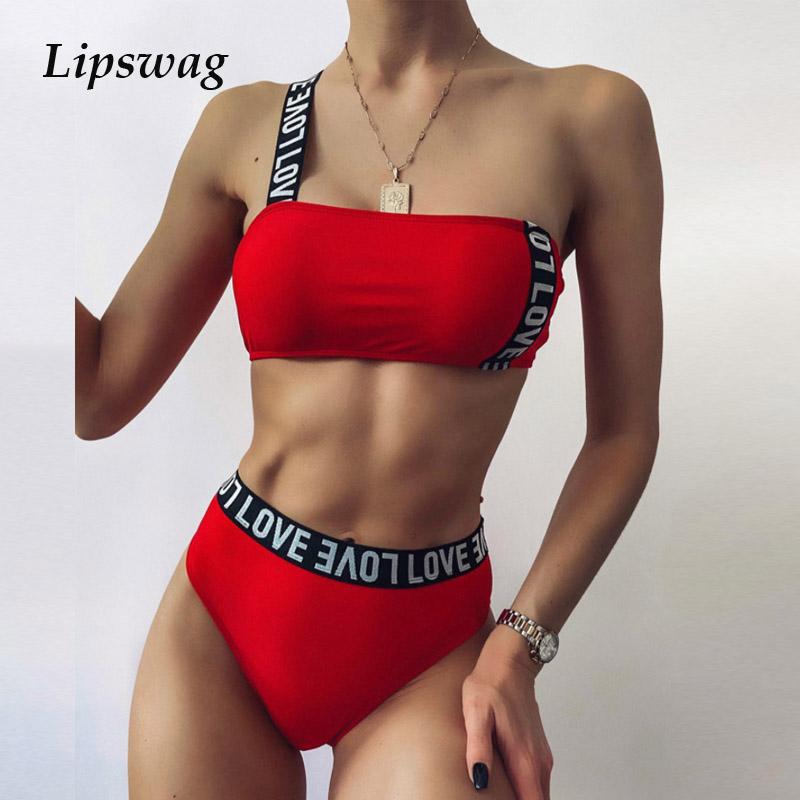 Summer Sexy Letter Bandeau Bikini Swimsuit Women High Waist Set Swimwear Female One Shoulder Push Up Bathing Suit Biquini One-Piece Suits
Summer Sexy Letter Bandeau Bikini Swimsuit Women High Waist Set Swimwear Female One Shoulder Push Up Bathing Suit Biquini One-Piece Suits
