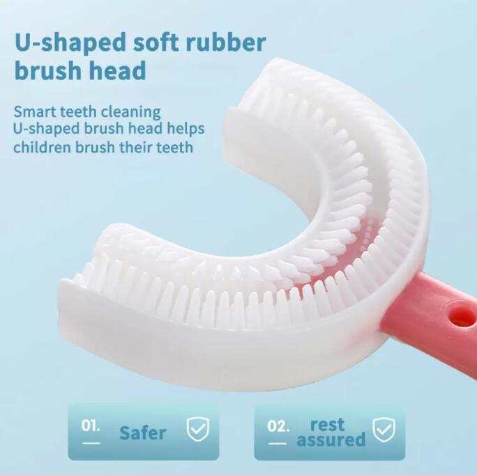 Baby Kids Teethers Health Care Brushes U-Shape 360 Degree Soft Silicon Hand Oral Cleaning Tooth For Boy Girl Age 2-12T