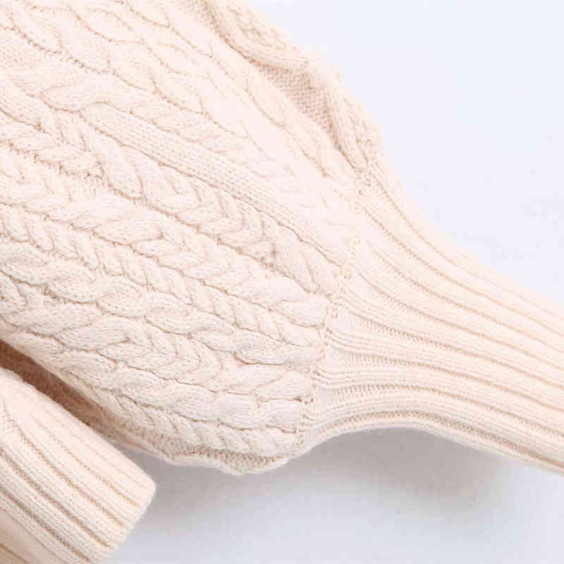 Vintage Woman Beige Loose Ruffles Turtleneck Sweaters Autumn Winter Fashion Ladies Soft Knitwear Female Casual Thick Tops 210515