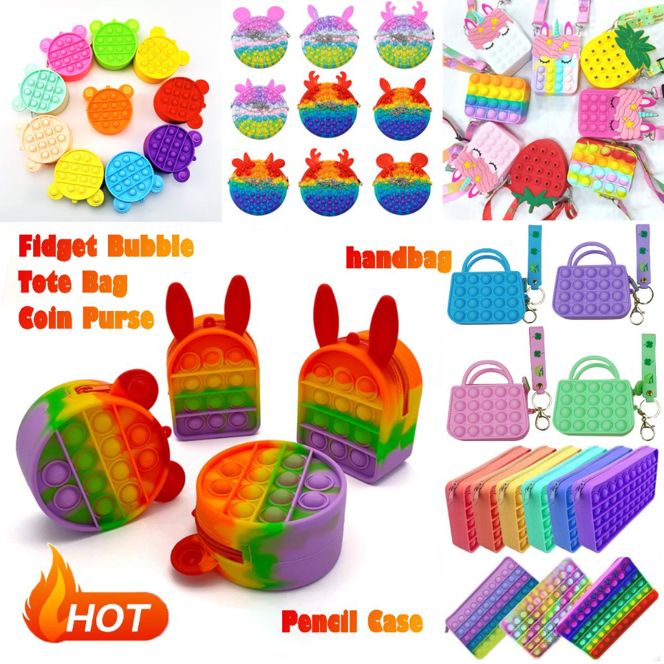 Fidget Toys Handbag Coin Purse Pencil Case Messenger Bag Decompression Toy Finger Silicone Rainbow Pendant Push Bubble Keychain Handbags Par
Fidget Toys Handbag Coin Purse Pencil Case Messenger Bag Decompression Toy Finger Silicone Rainbow Pendant Push Bubble Keychain Handbags Par