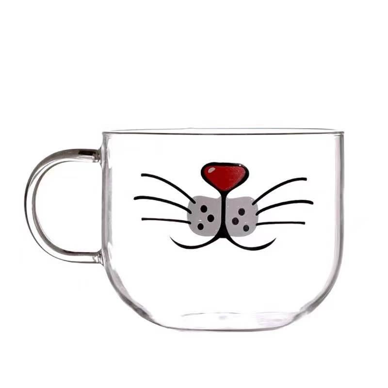 2PCS/LOT Personality Lovers Cup Festival Funny Cat Moustache Glass Wine Glasses