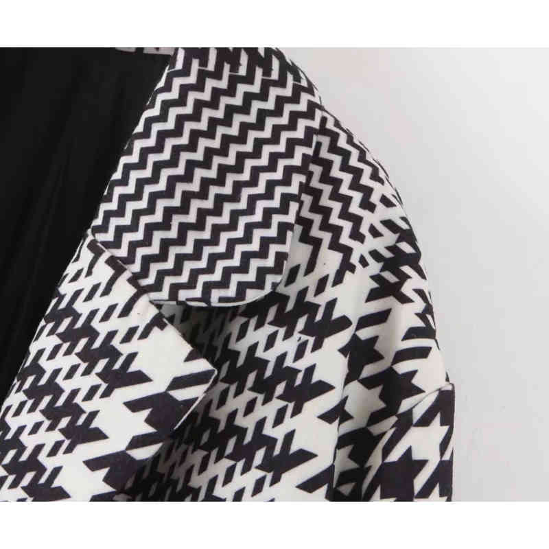 vintage women plaid long coats fashion ladies oversize woolen jackets female winter casual coat girls chic loose clothes 210521