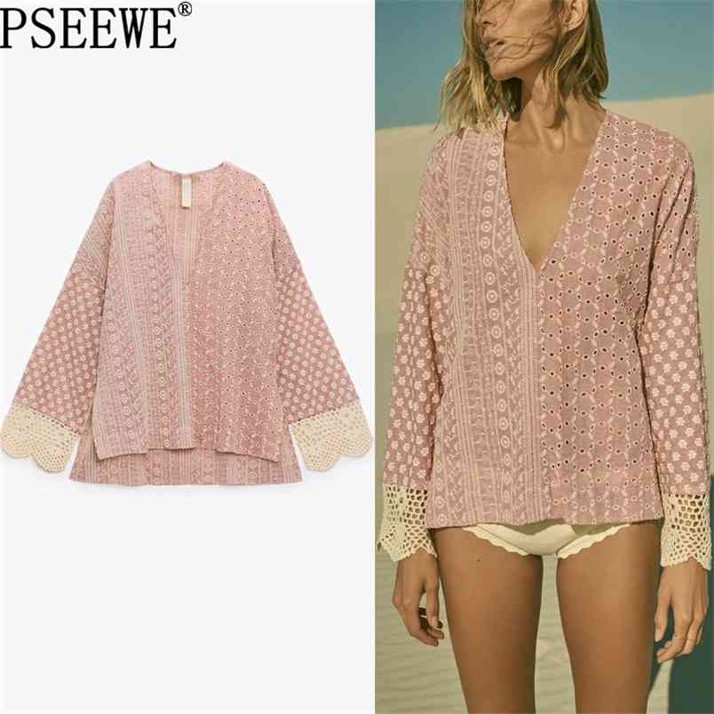Cutwork Embroidery Blouses Women Shirt Pink Floral Summer Top Woman Vintage Crochet Long Sleeve Elegant 210519
Cutwork Embroidery Blouses Women Shirt Pink Floral Summer Top Woman Vintage Crochet Long Sleeve Elegant 210519