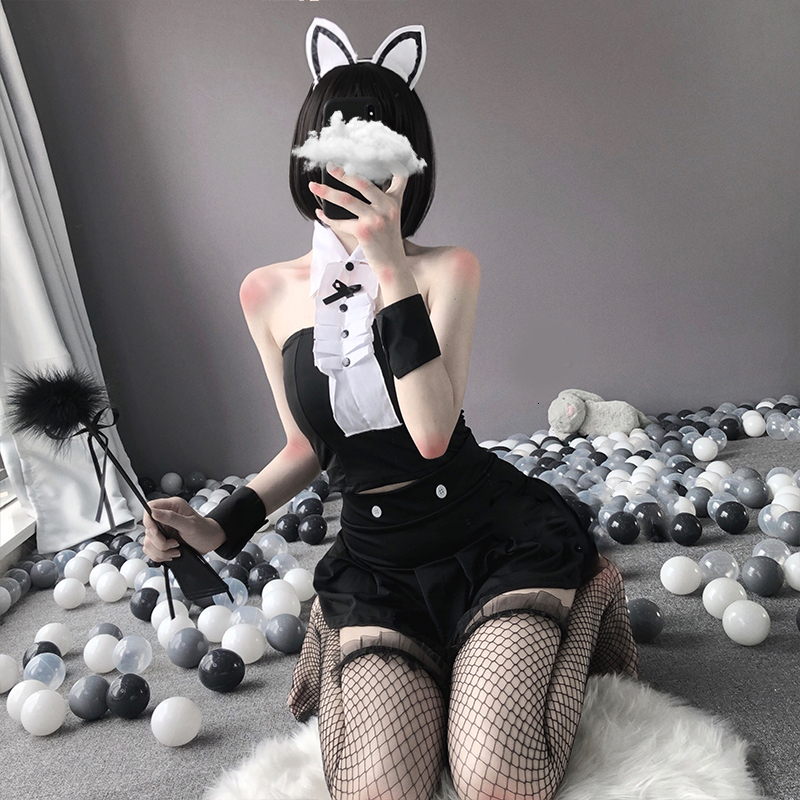 Cat Cosplay Lolita Erotic Apron Maid Cute Costume Babydoll Dress Women Lace Miniskirt Servant Outfit Punk Style Sexy Lingerie, Red