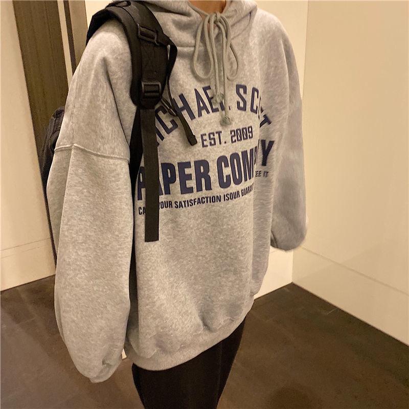 Women Simple Sweatshirt Hooded Velvet Chic Loose Oversize Streetwear 6 Colors Plus Size Casual Harajuku Korean Style Hoodies Women's & Sweat