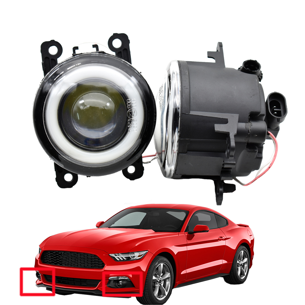 2 Pieces Car Front Bumper LED Fog Light Assembly Angel Eye Daytime Running DRL 12V For Ford Mustang 2005-2017