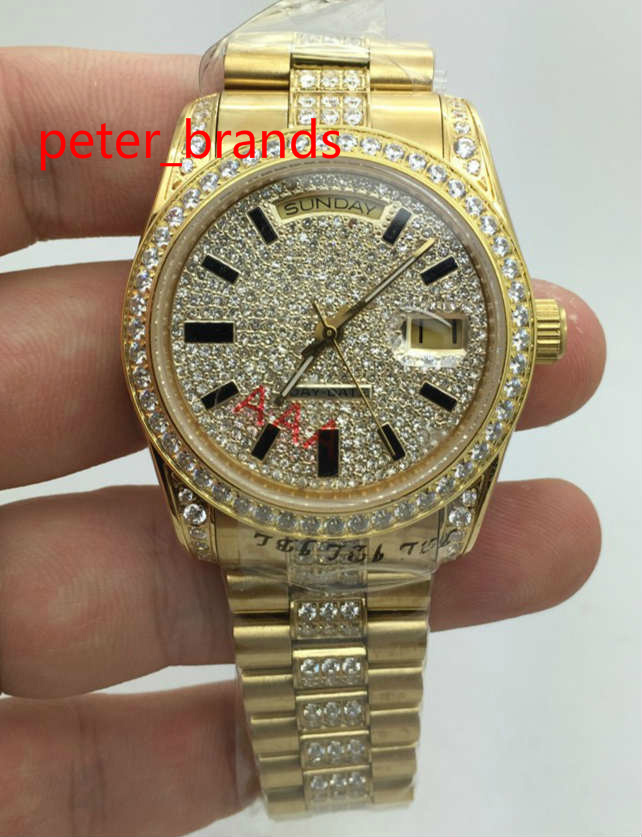 High quality Automatic men watch 36mm gold case stones bezel and diamonds in middle of bracelet diamond dial wrist watches
High quality Automatic men watch 36mm gold case stones bezel and diamonds in middle of bracelet diamond dial wrist watches