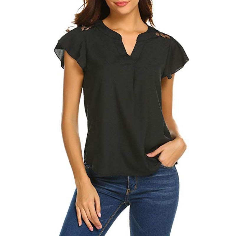 Women' Blouses & Shirts 2021 Summer Ruffled Chiffon Blouse Lace Tunic Shirt Fashion Sexy Short Sleeve Tops Tee Top Camis Female Blusa, Black
Women' Blouses & Shirts 2021 Summer Ruffled Chiffon Blouse Lace Tunic Shirt Fashion Sexy Short Sleeve Tops Tee Top Camis Female Blusa, Black