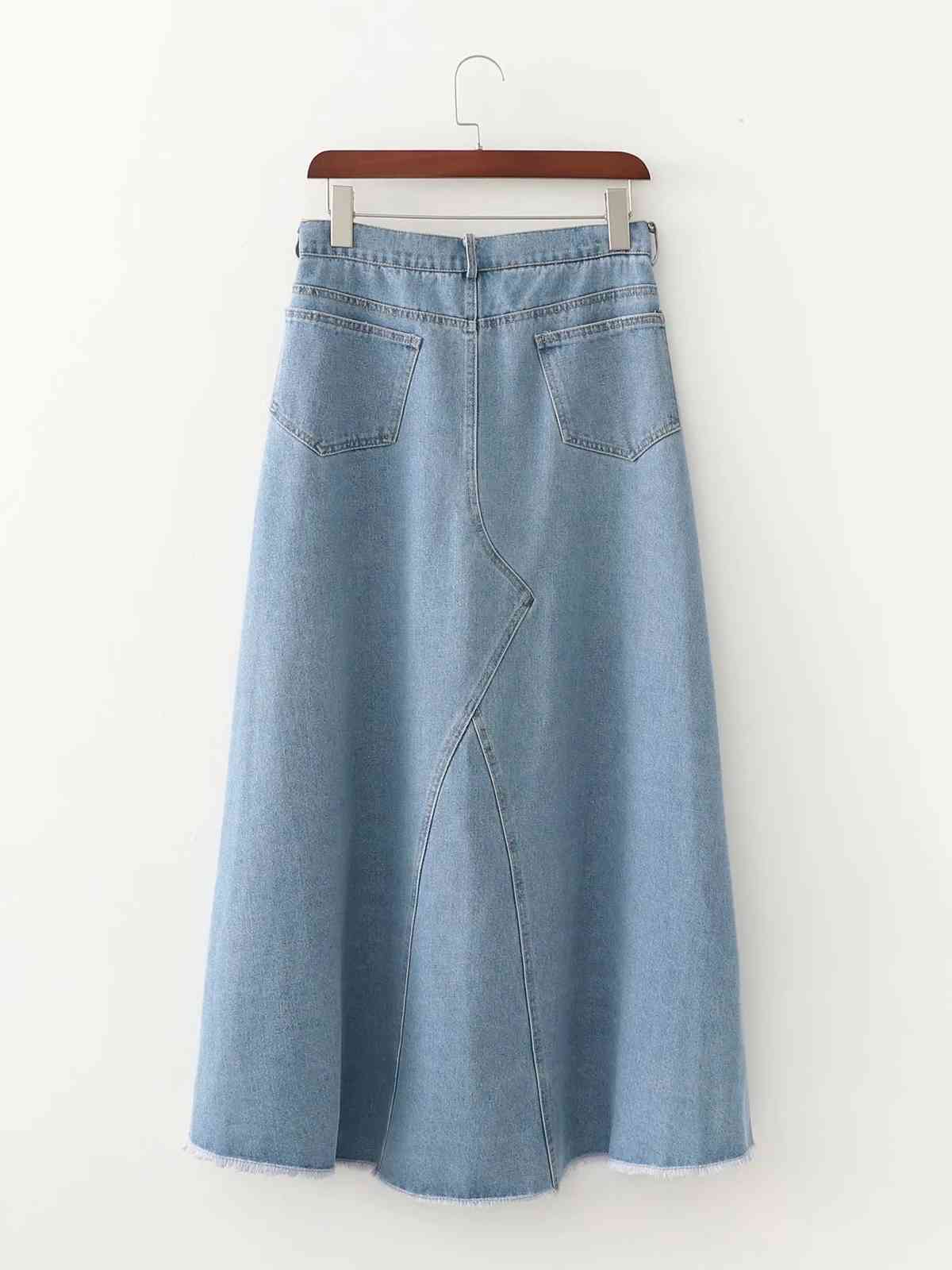 Nomikuma Korean High Waist Split Demin Long Skirt Women New Irregular Jeans Skirts Causal Sexy Faldas Mujer Moda 6B978 210427