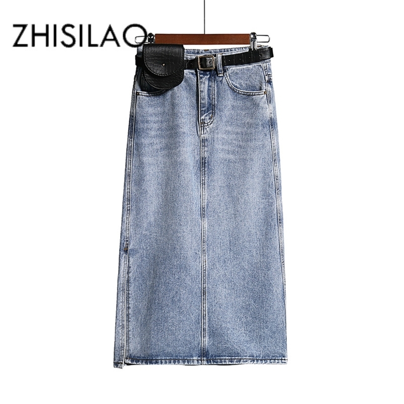 Long Denim Skirt Women Vintage High Wasit Jeans Skirt with Belt Plus Size Straight A-line Pencil Skirt Elegant Summer Chic 210721, Blue
Long Denim Skirt Women Vintage High Wasit Jeans Skirt with Belt Plus Size Straight A-line Pencil Skirt Elegant Summer Chic 210721, Blue