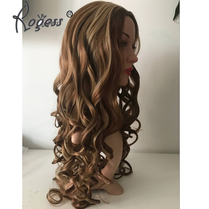 Beautiful Long Brown Mixed Blond High Temperature Hair wig for Fashion Ladys Daily Life Cosplay