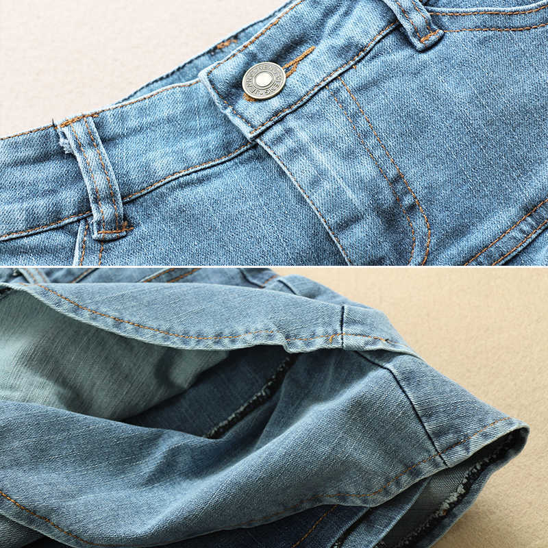 Summer Low Waist A Line Denim Skirt Women Sexy Pleated Mini Jeans Skirts Korean Style Casual Faldas Mujer 210623