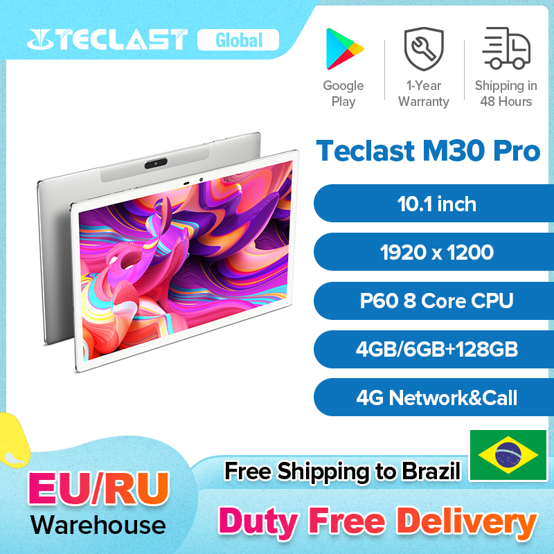 Teclast M30 Pro 10.1'' Tablet P60 8 Core 4GB RAM 128GB ROM Android 10 Tablets PC 1920x1200 IPS 4G Network Dual Wifi GPS Tableta, Silver
Teclast M30 Pro 10.1'' Tablet P60 8 Core 4GB RAM 128GB ROM Android 10 Tablets PC 1920x1200 IPS 4G Network Dual Wifi GPS Tableta, Silver