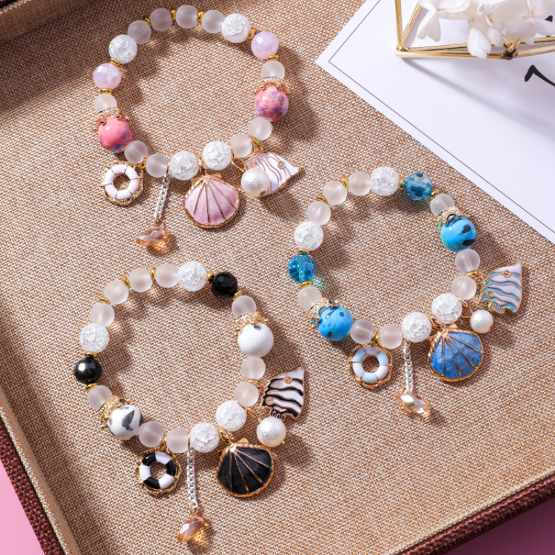 Bohemian Style Shell Charm Bracelet Colorful Bead Strand Bracelets Summer Beach Jewelry