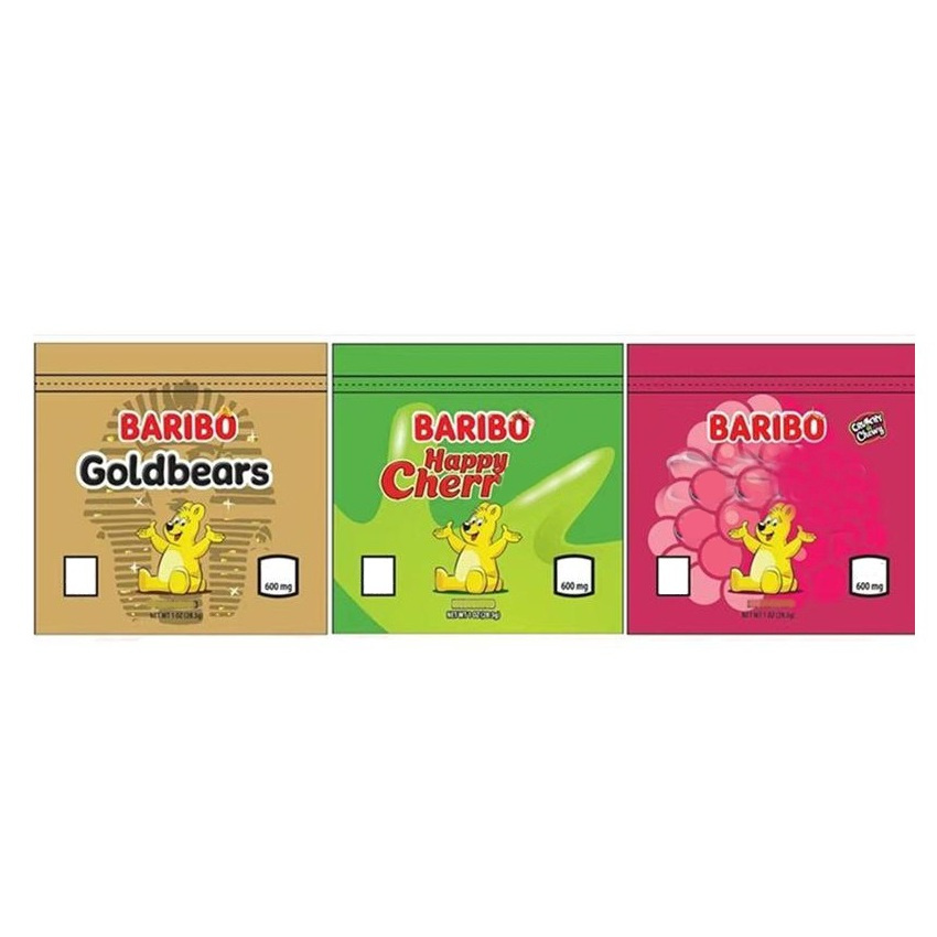 600mg Baribo Bags Resealable Edibles Goldbears Happy Cherries Berries Fruit Salad Fizzy Cola Peaches Empty Mylar Packaging
600mg Baribo Bags Resealable Edibles Goldbears Happy Cherries Berries Fruit Salad Fizzy Cola Peaches Empty Mylar Packaging