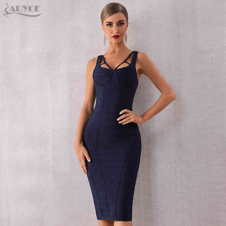 Summer Bodycon Bandage Dress Women Blue Spaghetti Strap Sleeveless Celebrity Evening Runway Party Vestidos 210423