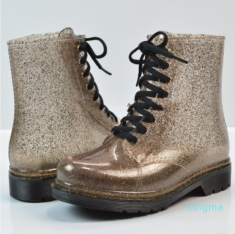 winter ladies transparent glitter rains boot Martin rain boots water shoe water boots student rain boot Snow Snow boots work