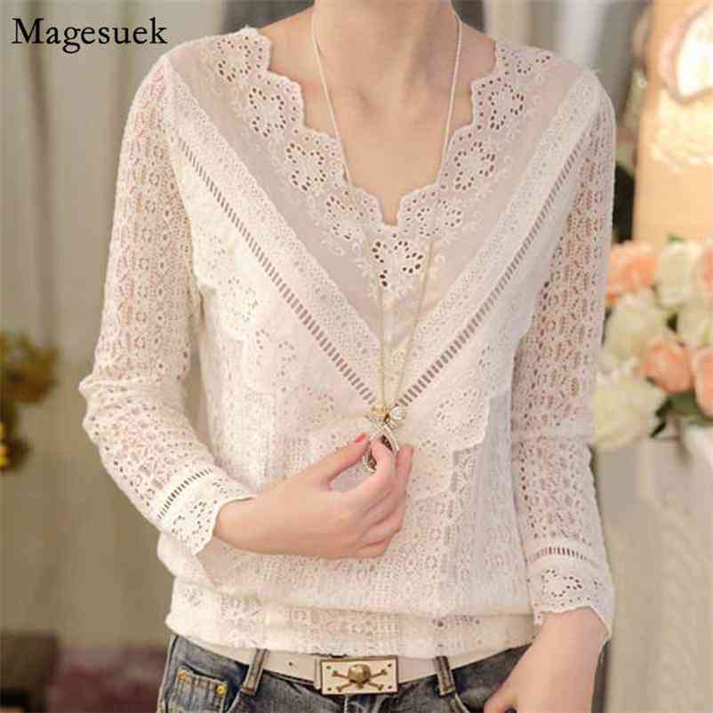 Slim Lace V Neck Long Sleeve Female Shirt Arrival Spring and Autumn Korean Fashion Women Blouse 63C 30 210518, White
Slim Lace V Neck Long Sleeve Female Shirt Arrival Spring and Autumn Korean Fashion Women Blouse 63C 30 210518, White