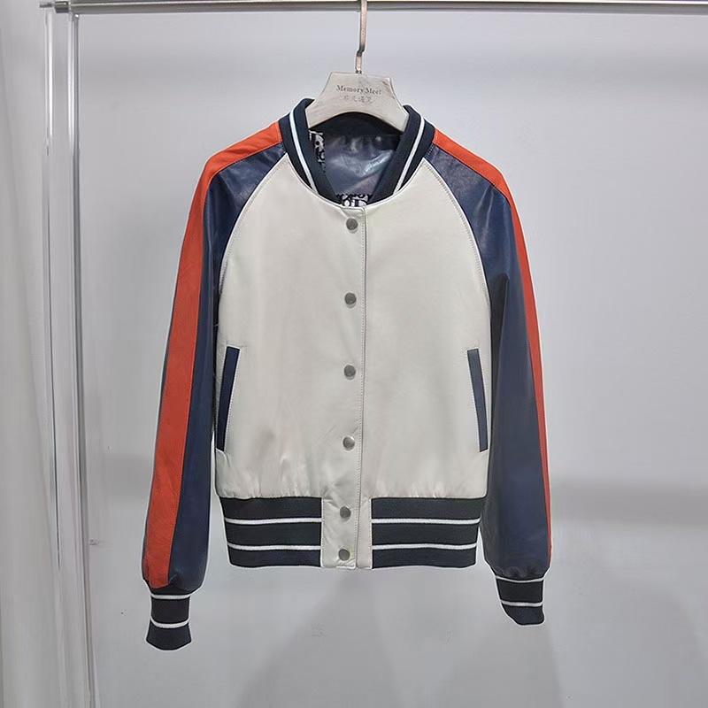 Women's Leather & Faux Spring And Autumn 2022 Fashion Short Length Genuine Jacket Multicolor Spliced Pattern Adornment, Black 
Women's Leather & Faux Spring And Autumn 2022 Fashion Short Length Genuine Jacket Multicolor Spliced Pattern Adornment, Black