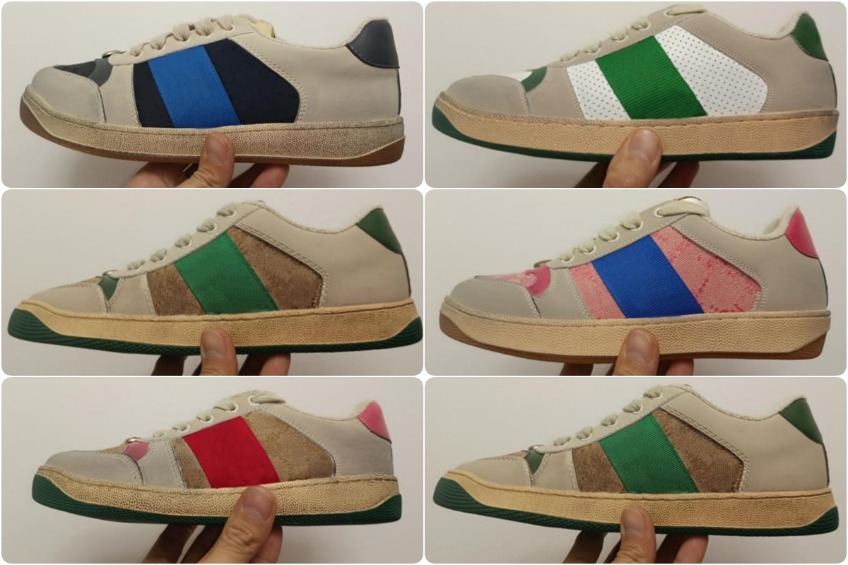 Italy Screener sneaker beige Butter Dirty Old leather Shoes vintage Red and Green Web stripe Luxury Designer Sneakers rubber sole Classic Ca, Black
Italy Screener sneaker beige Butter Dirty Old leather Shoes vintage Red and Green Web stripe Luxury Designer Sneakers rubber sole Classic Ca, Black