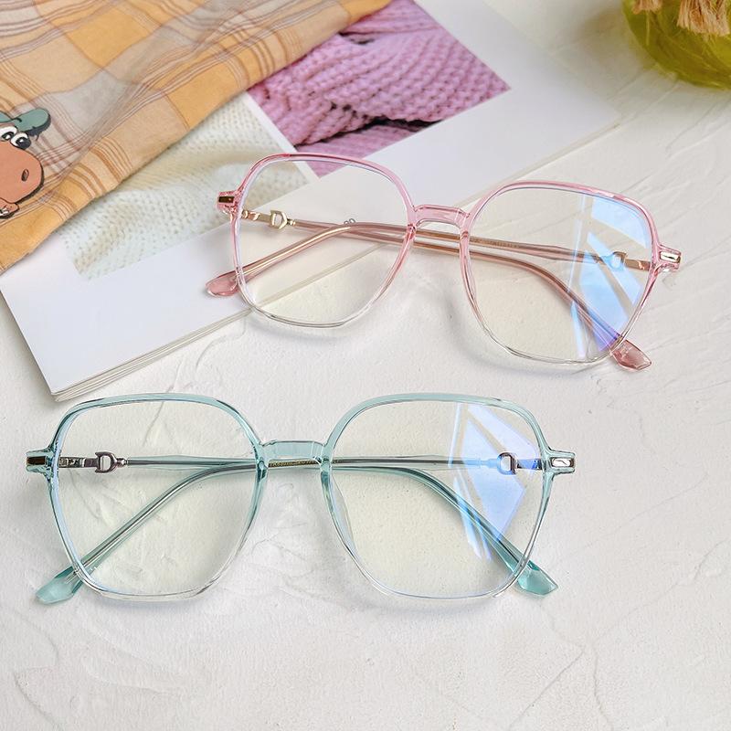 Fashion Sunglasses Frames Green Clear Print Square Anti-blue Light Eyeglasses For Women Alloy Leopard Oversize Computer Myopia Glasses Frame