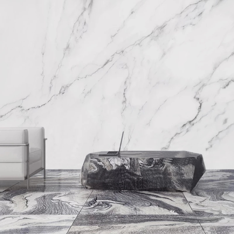 Custom Mural Nordic Ins White Marble Wall 3D Bedroom Living Room TV Background Wall Waterproof Self Adhesive Wallpaper Modern